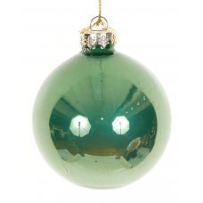 Χριστουγεννιάτικη Γυάλινη Μπάλα Πράσινη Γυαλιστερή (10cm)